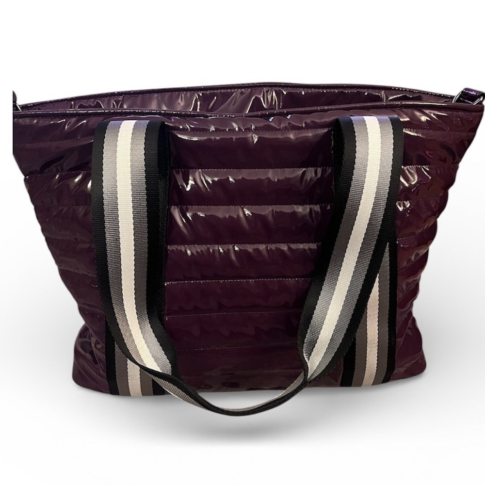 THINK ROYLN RARE NWOT $188 Purple Patent Wingman Puffer Large Tote Bag